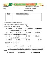 Kiểm tra giữa học kì I môn Toán - Khối 5